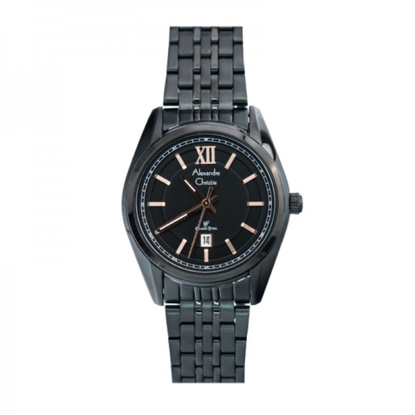 Alexandre Christie AC 8501 Full Black Rosegold Tick Lady LDBIPBARG